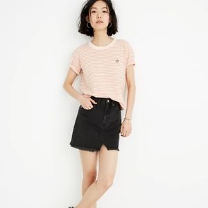 Madewell Black Rigid Denim A-Line Mini Skirt size 25